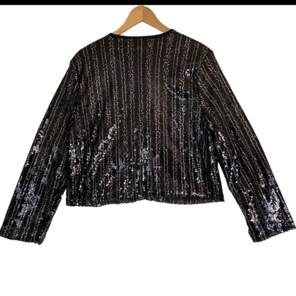 Christian Siriano Black Silver Sequin Evening Party Jacket size‎ XL - Picture 2 of 7